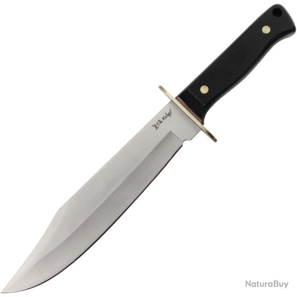 Couteau Fixe Elk Ridge Bowie FIX136 Lame Acier 3Cr13 Manche POM Noir �tui Cuir ERFIX136