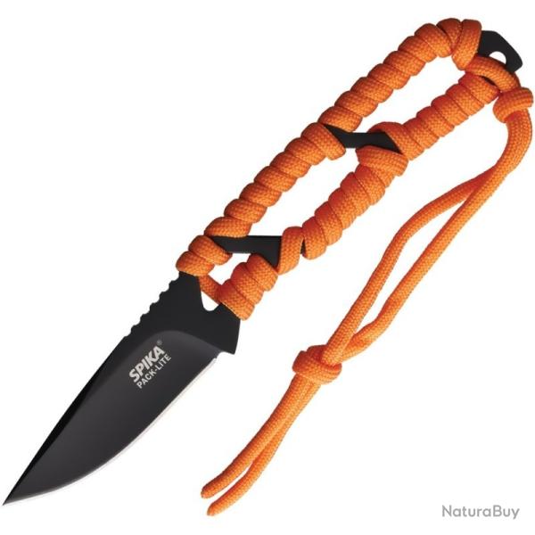 Couteau Fixe Spika Pack-Lite Lame Acier 440 Manche Acier/Paracorde Orange �tui Plastique SPIKPLFB020