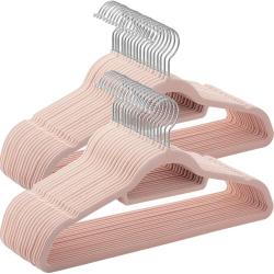 Lot de 50 cintres en velours antid&eacute;rapants &eacute;paisseur de 0,6 cm gain de place crochet pivotant &agrave; 360