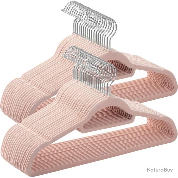 Lot de 50 cintres en velours antid�rapants �paisseur de 0,6 cm gain de place crochet pivotant � 360