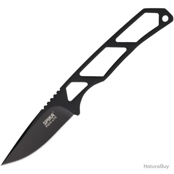 Couteau Fixe Spika Pack-Lite Lame Acier 440 Manche Acier Noir �tui Plastique SPIKPLFB01B