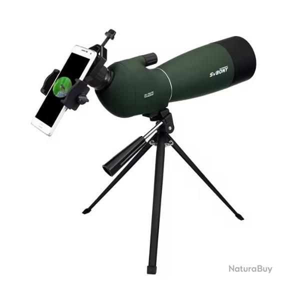 T�lescope monoculaire SVBONY SV28, zoom puissant, FMC BAK4 25-75X70-adapter