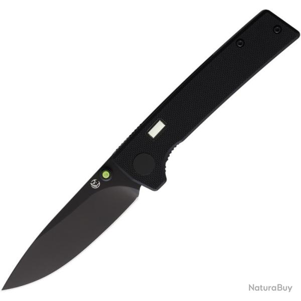 Couteau Glow Rhino Fermi Stud Vert Lame Acier D2 Manche G10 Noir Linerlock GLR103