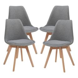 Lot de 4 chaises de salle &agrave; manger 82 x 49 x 54 cm moderne design robuste boucl&eacute; gris 03_0009823