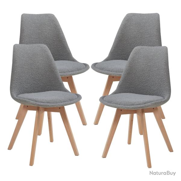 Lot de 4 chaises de salle � manger 82 x 49 x 54 cm moderne design robuste boucl� gris 03_0009823