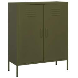 Armoire de rangement design pratique 80 x 35 x 101,5 cm avec &eacute;tag&egrave;res r&eacute;glables en acier vert olive