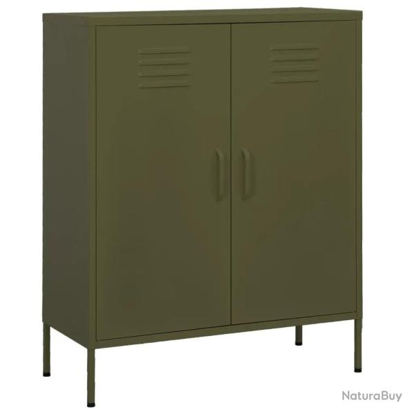 Armoire de rangement design pratique 80 x 35 x 101,5 cm avec �tag�res r�glables en acier vert olive