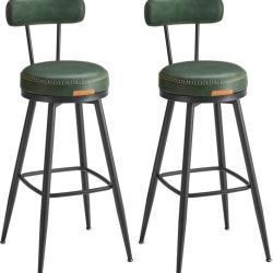 Lot de 2 tabourets de bar design moderne 57 x 57 x 101 cm confort assise ergonomique en acier vert