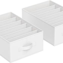 Lot de 4 organisateurs de rangement 42 x 30 x 17 cm pour v&ecirc;tements finition &eacute;pur&eacute;e en tissu blanc 1