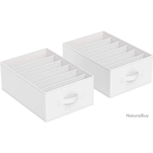 Lot de 4 organisateurs de rangement 42 x 30 x 17 cm pour v�tements finition �pur�e en tissu blanc 1