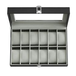 Bo&icirc;te &agrave; montres avec 12 compartiments coffre verrouillable 32 x 18,6 x 8,5 cm protection optimale e