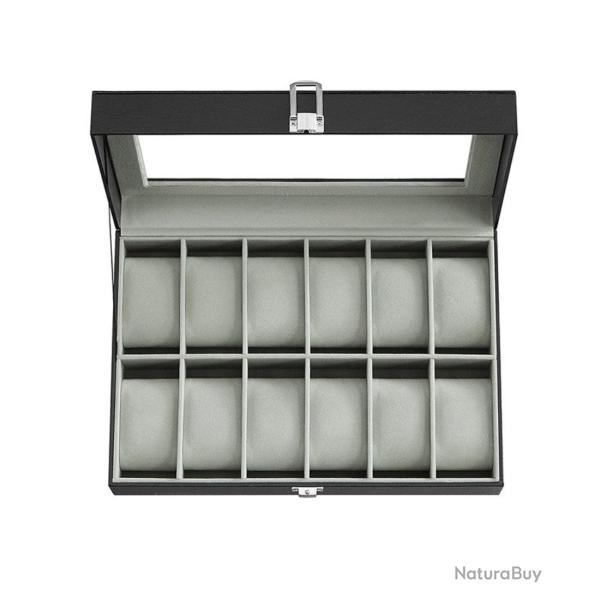 Bo�te � montres avec 12 compartiments coffre verrouillable 32 x 18,6 x 8,5 cm protection optimale e