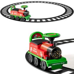 Train &eacute;lectrique pour enfants 51,5 x 21,5 x 34,5 cm avec 16 accessoires de rails ambiance r&eacute;tro en