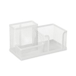 Organiseur de bureau &agrave; 3 compartiments design moderne rangement &eacute;pur&eacute; 30 x 15 x 10 cm en m&eacute;tal blan
