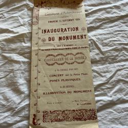 Programme inauguration monument aux morts 14/18 Auberchicourt 1924 ww1