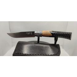 2-Opinel N&deg;8 Custom - Olivier, r&eacute;sine noire & nid d'abeille