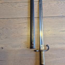 Ba&iuml;onnette Mauser argentine mod&egrave;le 1891 (Modelo Argentino 1891) avec fourreau au num&eacute;ro