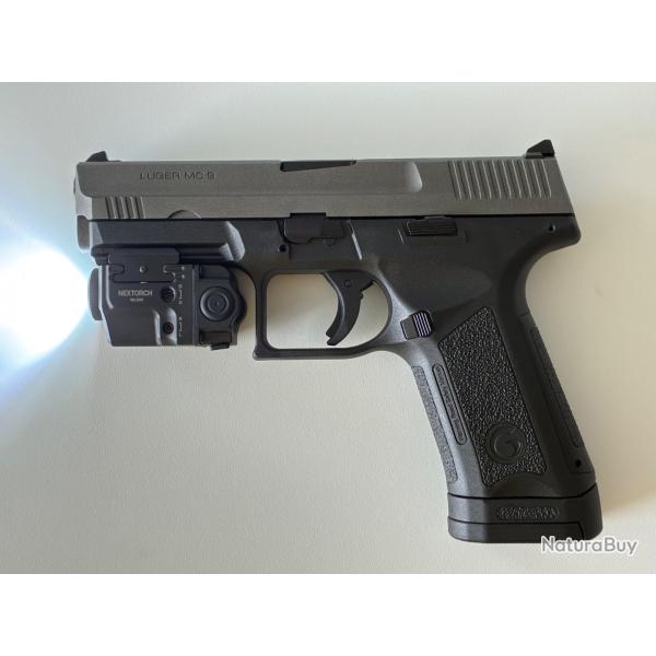 Super Prix ! Pistolet Luger MC9 - Noir / Gris - 9MM - 15+1 coups - Etat exceptionnel