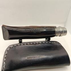 A - Opinel N&deg;8 custom corne de buffle - Lame carbone - &Eacute;tui cuir offert