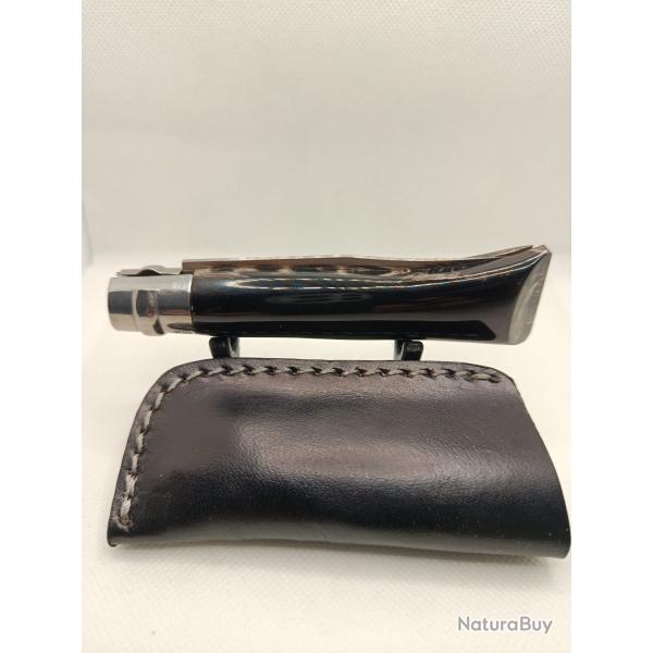 B - Opinel N�8 custom corne de buffle - Lame carbone - �tui cuir offert