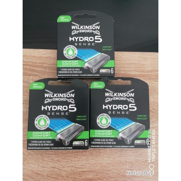 Lot de 3 recharges wilkinson hydro 5 confort soit 18 lames neuves