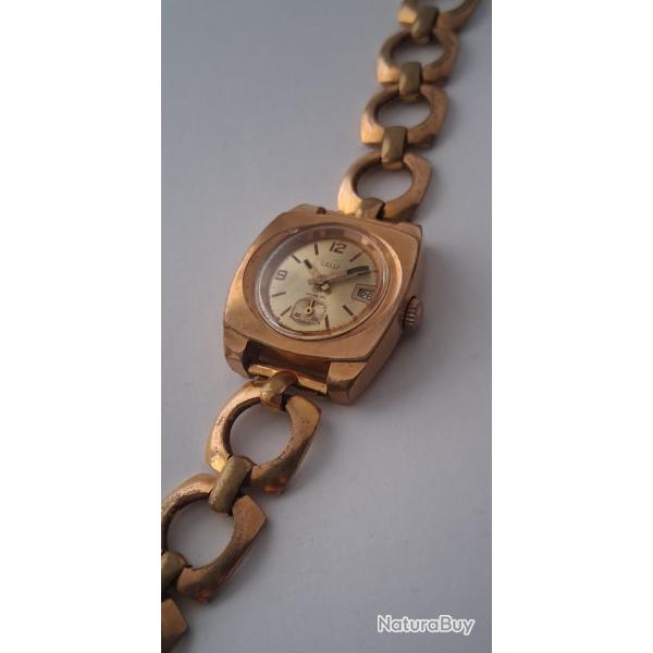CELLY MONTRE ANCIENNE FEMME PLAQU�E OR MADE IN FRANCE 1960s