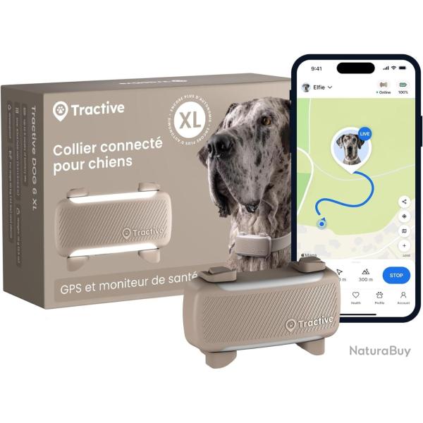 Collier Connect� GPS Chien XL Suivi GPS en Direct Sant� Moniteur de Signes Vitaux Alertes Anti-Fugue