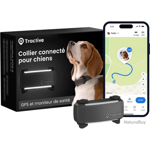 Collier Connect� GPS Chien Suivi GPS Direct Alertes Anti-Fugue Sant� Moniteur de Signes Vitaux Noir
