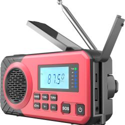 Radio Solaire Urgence Manivelle Batterie 5000mAh Blackout FM Lampe USB M&eacute;t&eacute;o SOS R&eacute;cepteur Mondial