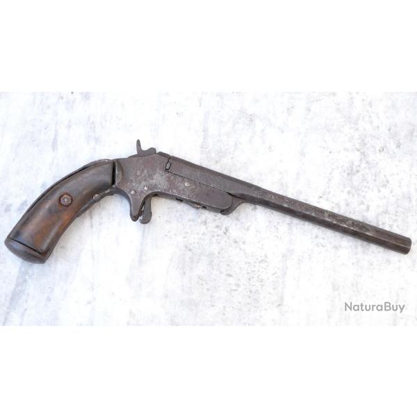 Pistolet monocoup de salon Calibre 5 mm percussion annulaire XIXe si�cle � restaurer AMF26PIS001