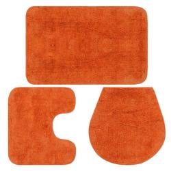 Ensemble tapis salle de bain coton orange 3 pi&egrave;ces doux absorbant facile entretien