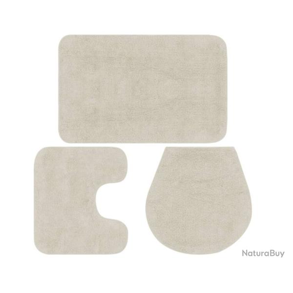 Ensemble tapis salle de bain coton blanc 3 pi�ces doux absorbant facile entretien