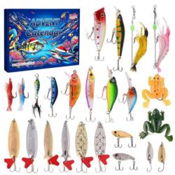 Calendrier de l'Avent P&ecirc;che 24 Jours - Coffret Surprise de Leurres de P&ecirc;che - Cadeau No&euml;l