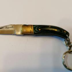 Couteau LAGUIOLE manche bois en porte cl&eacute;s (vert)