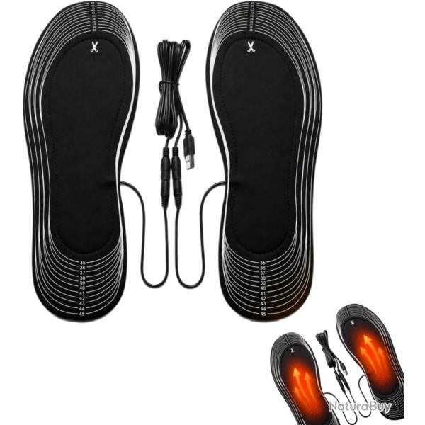 Semelles Chauffantes USB,Semelle Chauffante, EU 35-46 Lavable+ Batterie 20000mAh