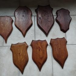 7 ECUSSONS BOIS POUR TROPHEES CHASSE CHEVREUIL CHAMOIS