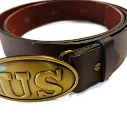 VALENTIN GANCH Ceinture militaire en cuir avec boucle US en bronze