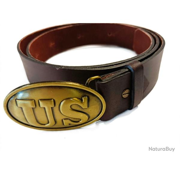 VALENTIN GANCH Ceinture militaire en cuir avec boucle US en bronze