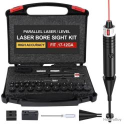 Boresighter Laser Rouge Universel Cal .17 &agrave; 12GA Kit R&eacute;glage Lunette 30 Adaptateurs Niveau Pr&eacute;cision