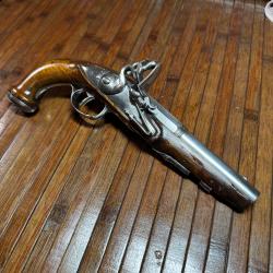 Superbe pistolet d'officier &agrave; silex d'&eacute;poque Empire / R&eacute;volution (vers 1800) - Arme de collection
