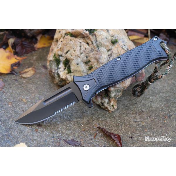 Couteau Pliant Falcon Linerlock A/O Lame Acier Inoxydable Manche Synth�tique Noir Linerlock 01