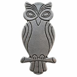 Insigne Pin's Chouette Hibou en M&eacute;tal Argent&eacute; - 35 mm - Collection Animalier