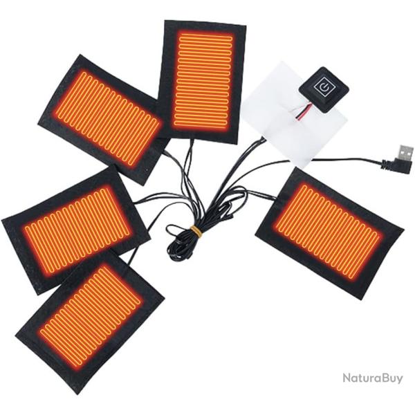 Kit Chauffant USB 5 Zones pour Veste et Gilet de Chasse - Anti-Froid Id�al Poste et Battue Hiver