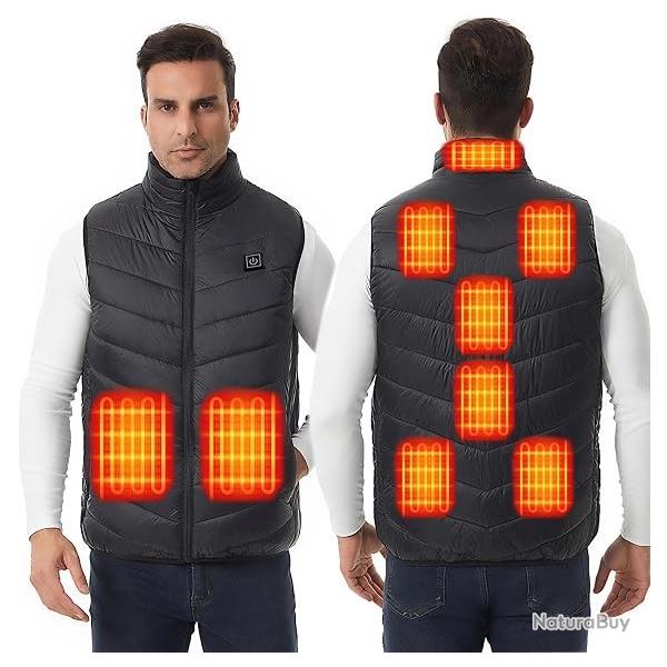 Gilet Chauffant USB 9 Zones Homme Veste Chauffante �lectrique Lavable Id�al Chasse au Poste Battue