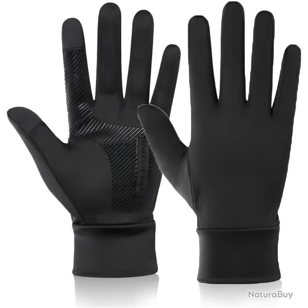 Gants de Chasse Fins Thermiques et Tactiles Noirs - Id�al Poste Aff�t et Battue Hivernal