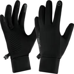 Gants de Chasse Fins Thermiques et Tactiles Noirs Id&eacute;al Poste Aff&ucirc;t Battue Hivernal