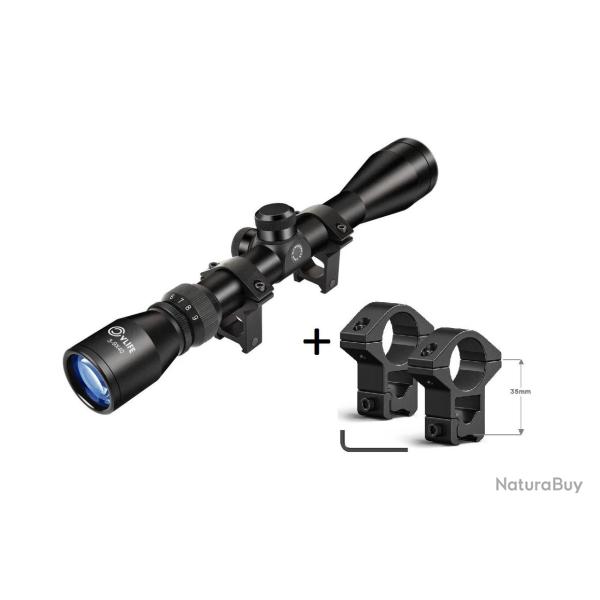Lunette CVLife 3-9x40 + Colliers pour rail de 11mm - 1� SANS PRIX DE RESERVE