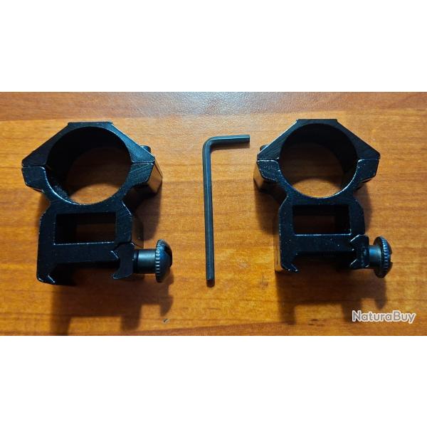 Colliers 25.4 rail picatiny haut