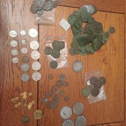 Lot monnaies anciennes France Suisse asiatique dollar dragon morgan divers &agrave; identifier FAIRE OFFRE