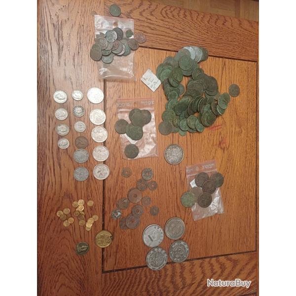 Lot monnaies anciennes France Suisse asiatique dollar dragon morgan divers � identifier FAIRE OFFRE